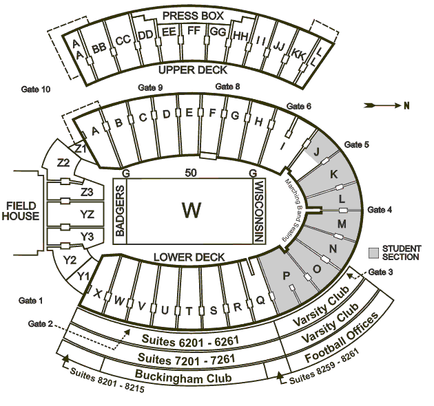 Seating Chart Camp Randall Stadium Wi