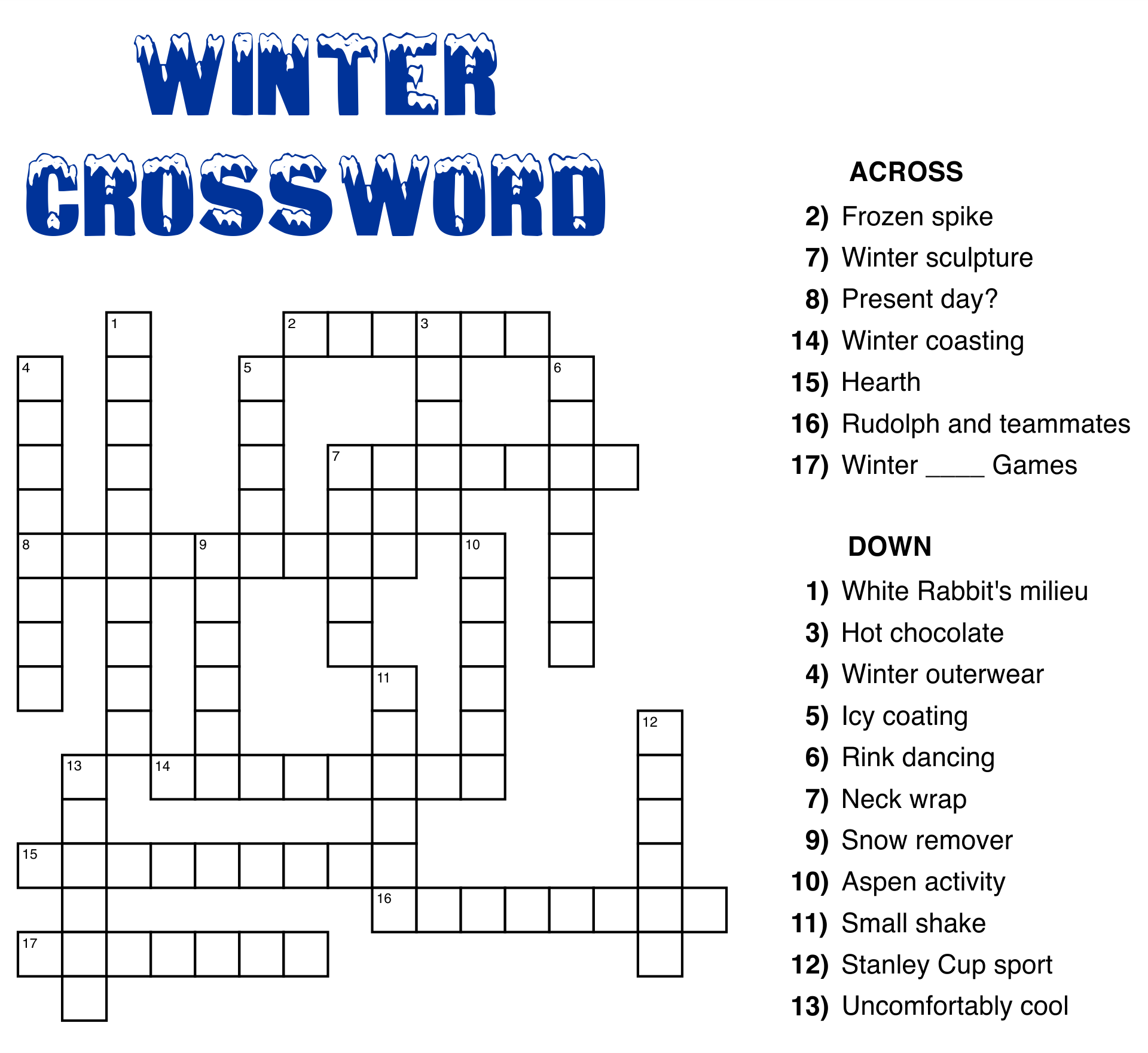 Printable Crossword Puzzles Easy