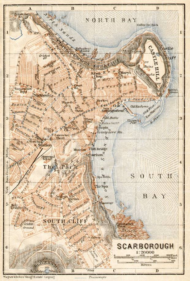 Scarborough Map Street and Road Maps of Yorkshire England UK ~ mapbite