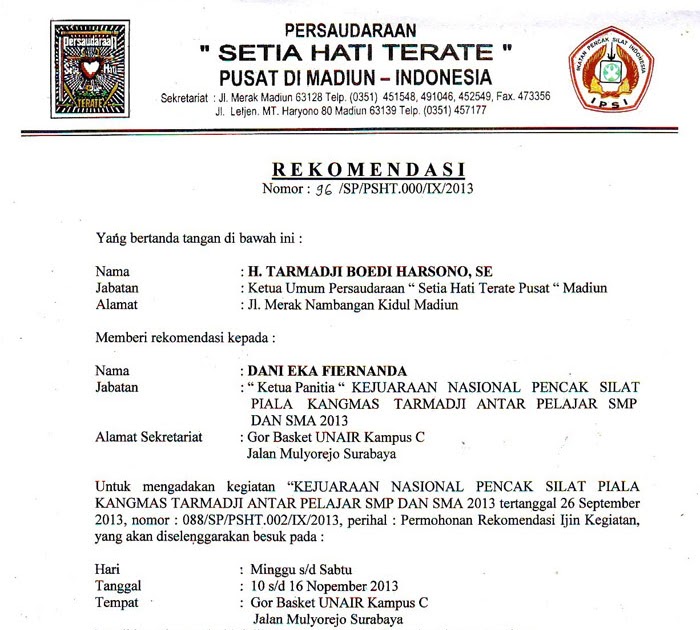Surat Izin Sakit Latihan Psht