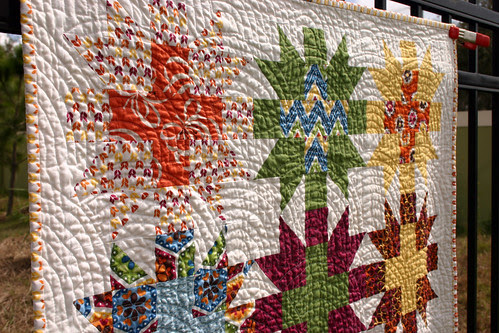 Star Crossed Stitch quilt - washed detail #1