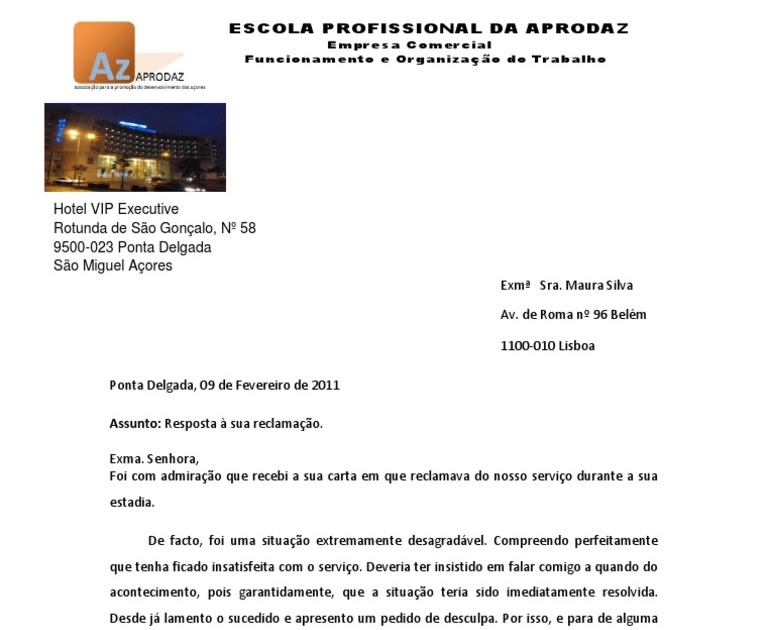 Carta De Agradecimento Para Hotel - Recipes Pad b