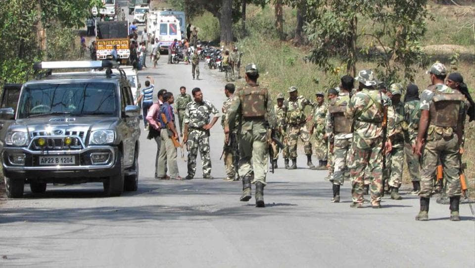 Bodies of security forces being taken away in Tongpal in March 2014 after Maoist rebels ambushed police and killed 16. Security forces have killed at least 69 Maoists (their bodies were recovered) so far this year, but lost 59 of their own during encounters.