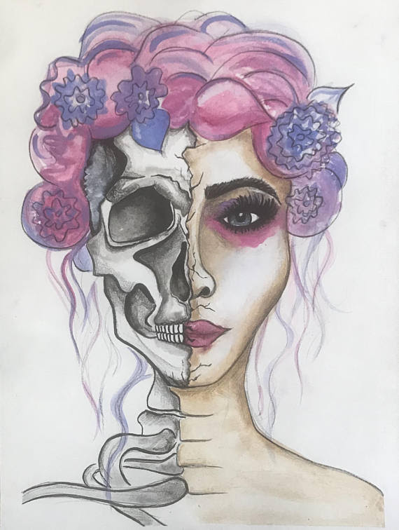【人気ダウンロード！】 half skull half face drawing easy 862536-Half skull half