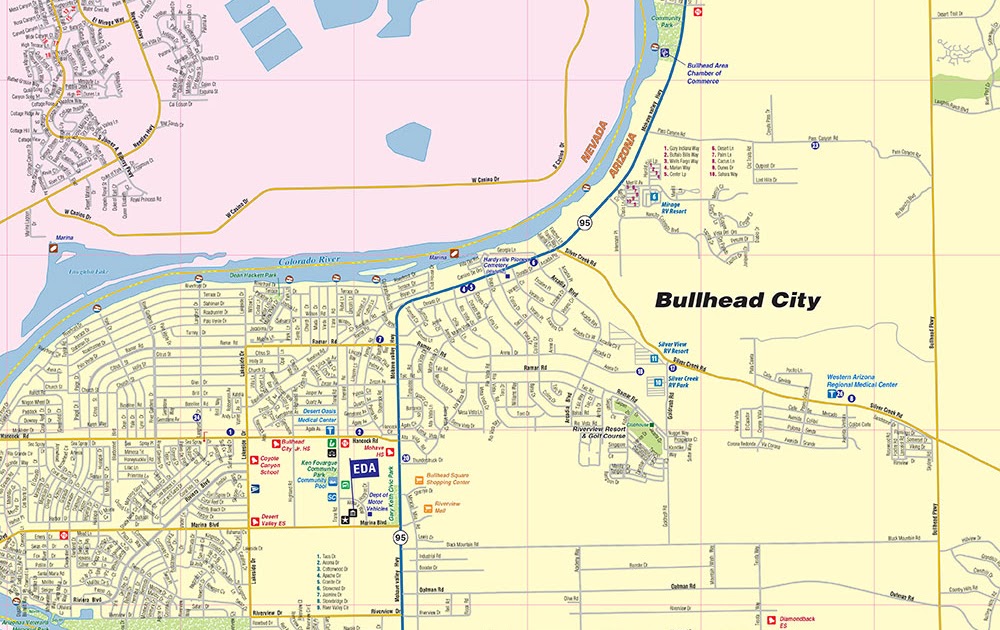 Map Of Bullhead City Arizona Hiking In Map