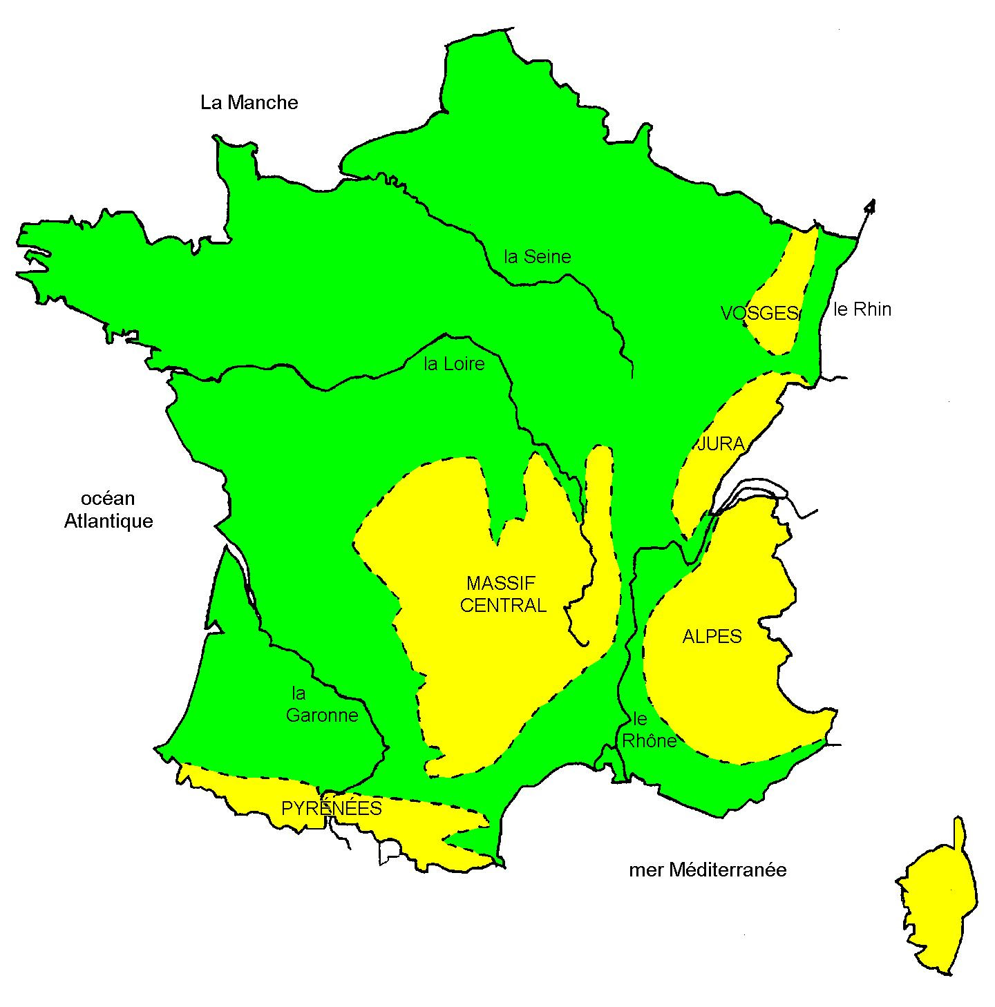 Carte Relief France Cm1 à Compléter Montagne Image: Carte De France Fleuve Et Montagne Cm1