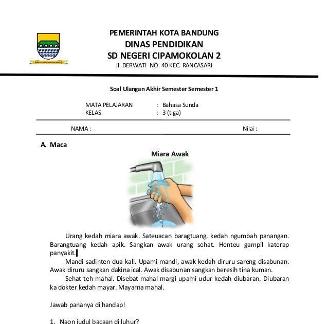 Contoh Soal Uts Bahasa Sunda Kelas 1 Sd Semester 1 Kurikulum 2013
