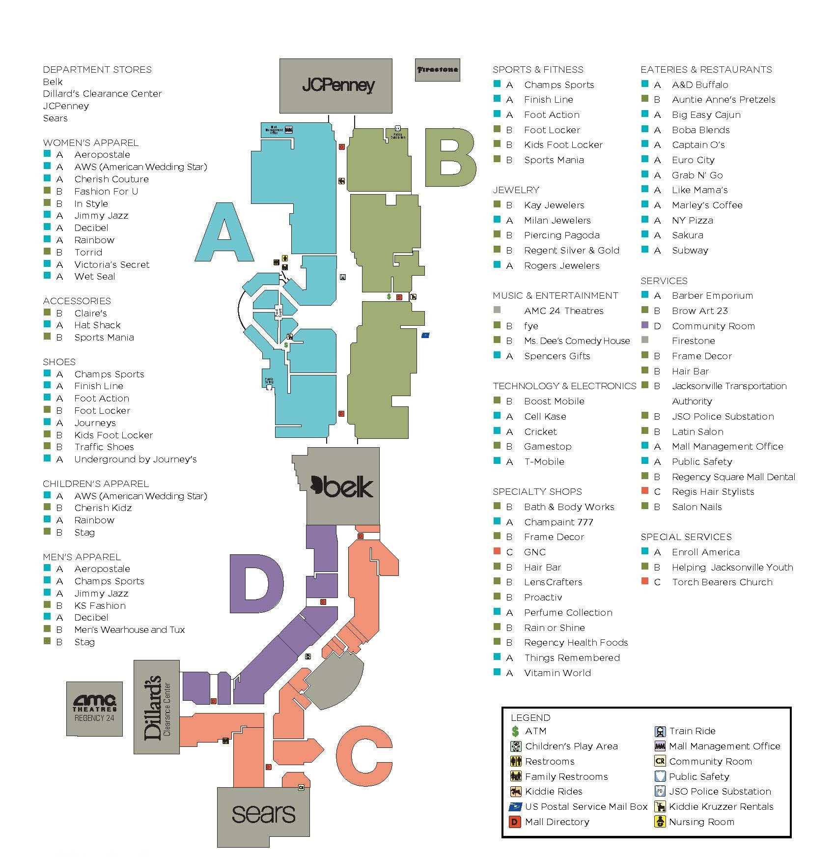Directory Coral Square Mall Map