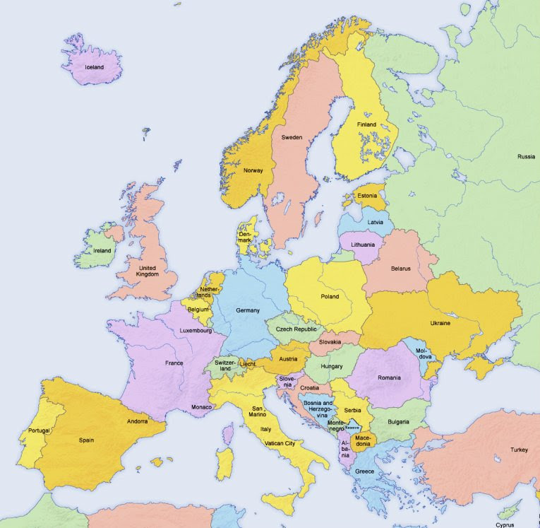 Europakarte Umrisse Länder - Europa der Silhouette Umriß mit Ländern