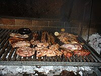 Asado with achuras (offal)