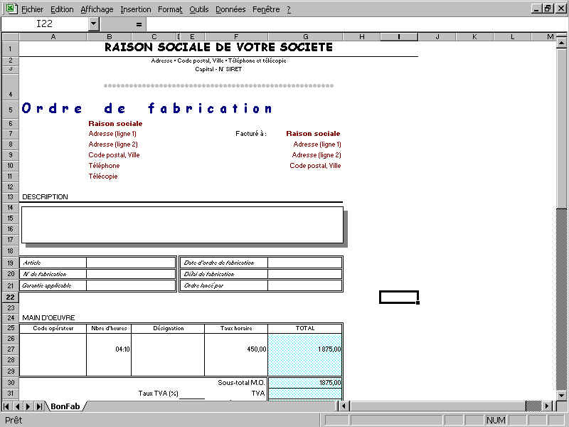 Exemple De Bon De Commande Sur Excel  Le Meilleur Exemple