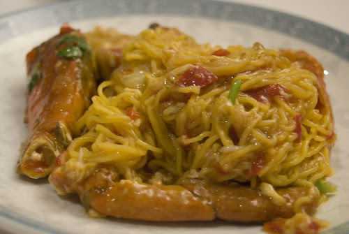 crab with noodles