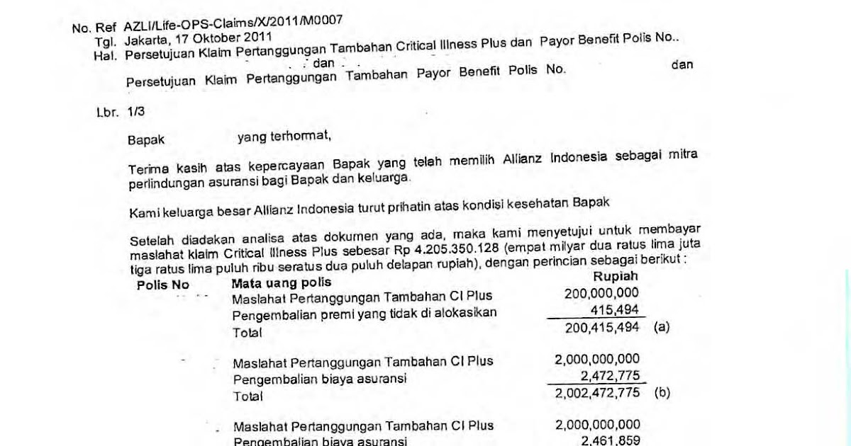 Contoh Surat Pernyataan Keterlambatan Klaim Asuransi