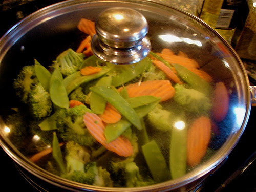 veg and chicken in skillet