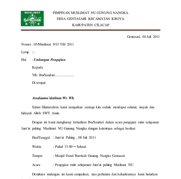 Contoh undangan remaja masjid