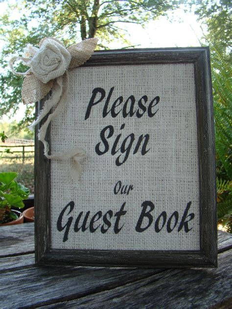 Unxia: Rustic Burlap Wedding Guest Book Sign Unxia: Rustic Burlap Wedding Guest Book Sign