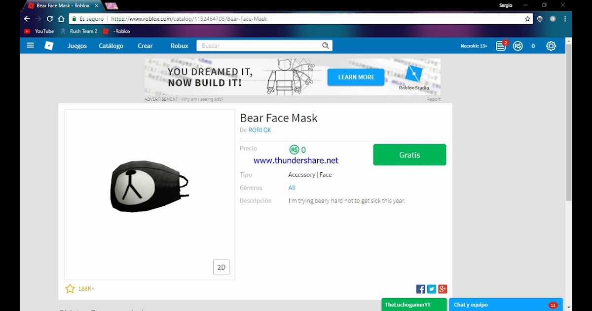 roblox mask face bear