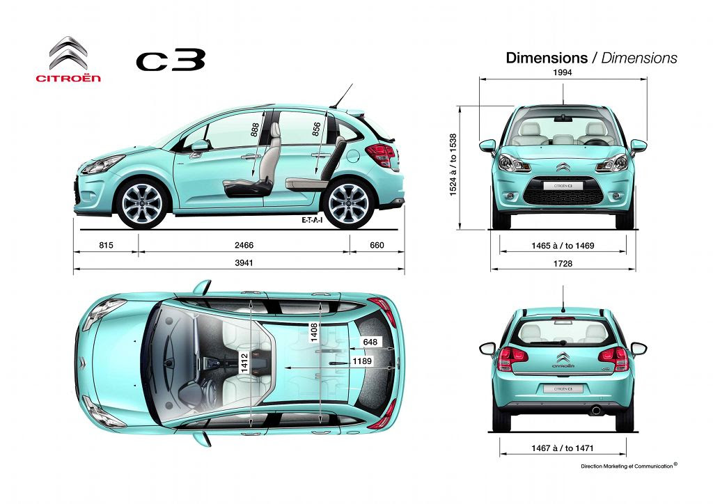 Route occasion Citroen c3 picasso dimensions
