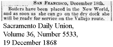 New boilers in New World - Sacramento Daily Union, Volume 36, Number 5533, 19 December 1868.