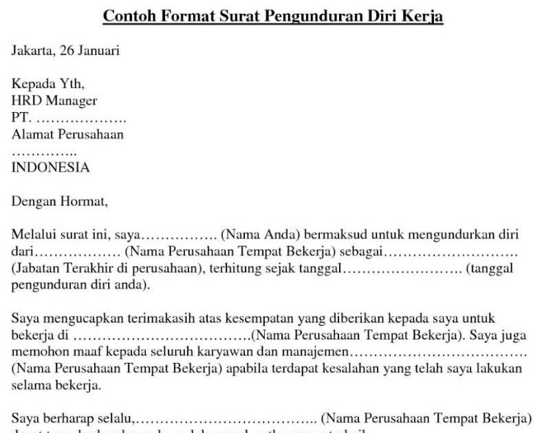 Contoh Surat Resign Kerja Tulisan Tangan Surat Kerja E