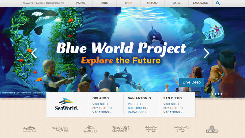 seaworld simple theme park aquarium water homepage