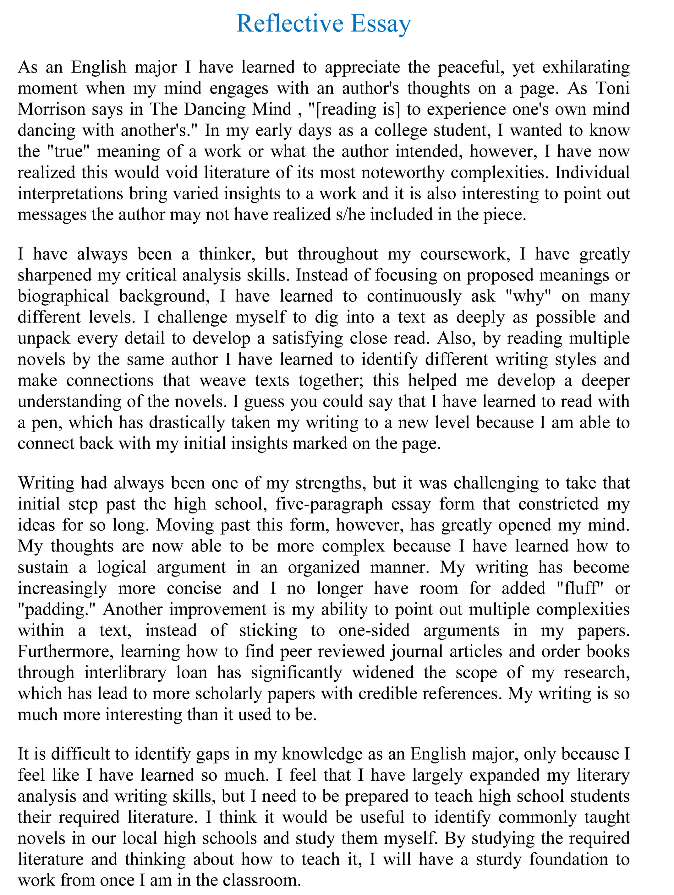 how to write reflective essay example