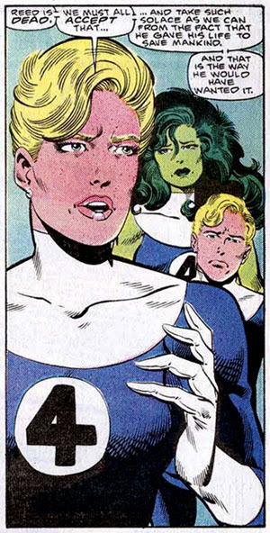 'Also, he would have wanted She-Hulk to dance naked at his funeral.' 'Johnny!' 'Well...*I* would.' Death of the FF