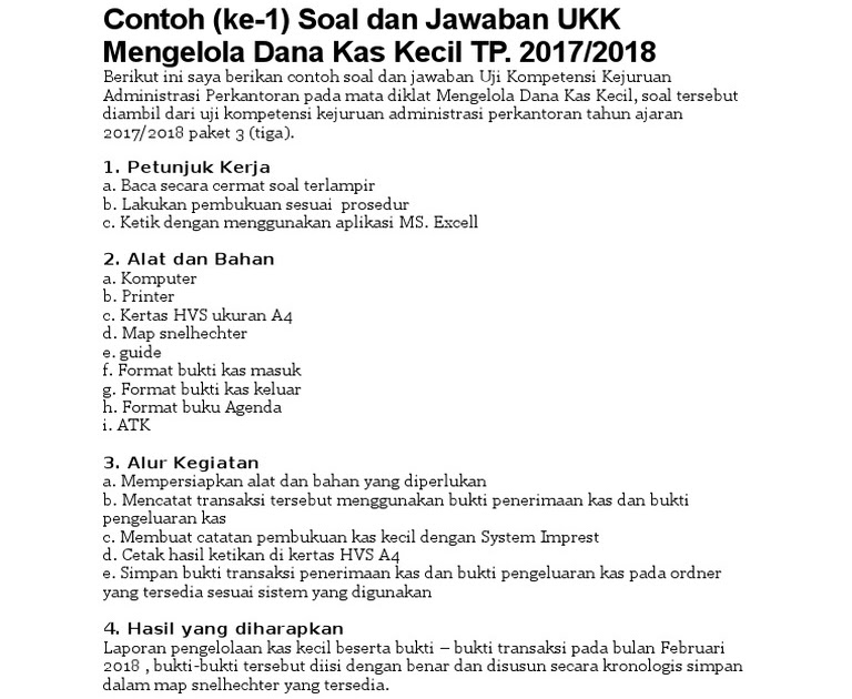 Contoh Soal Kejuruan Administrasi Perkantoran