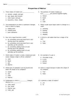 Properties Of Water Worksheet For Grade 3 - worksheet