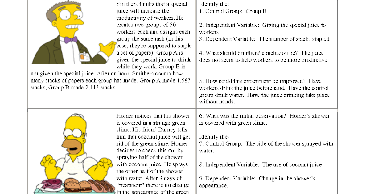 Simpsons Variables Worksheet Answers Key - worksheet