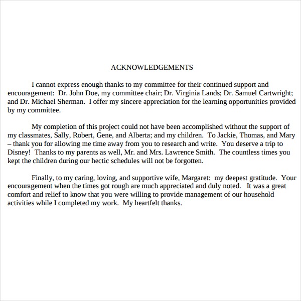 acknowledgement example for research paper pdf