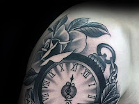 Upper Arm Clock Tattoo Designs For Men