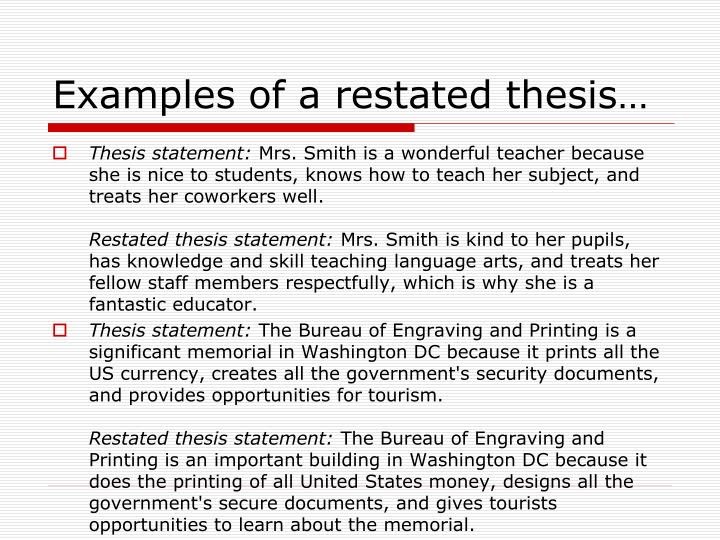 restate the thesis meaning