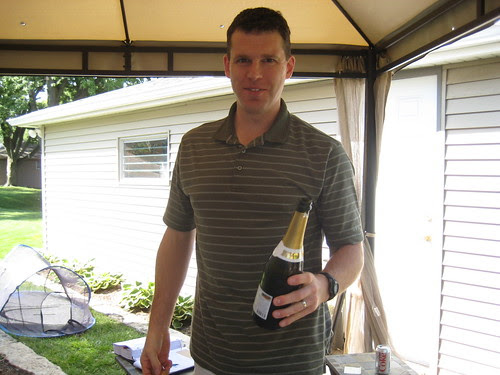 Chris with champagne