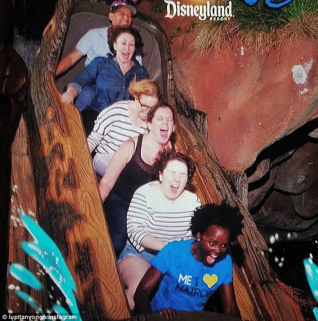 'Scream if you wanna go faster': Sunday saw Lupita enjoy her first trip to Disneyland and the star was quick to share the experience with her fans