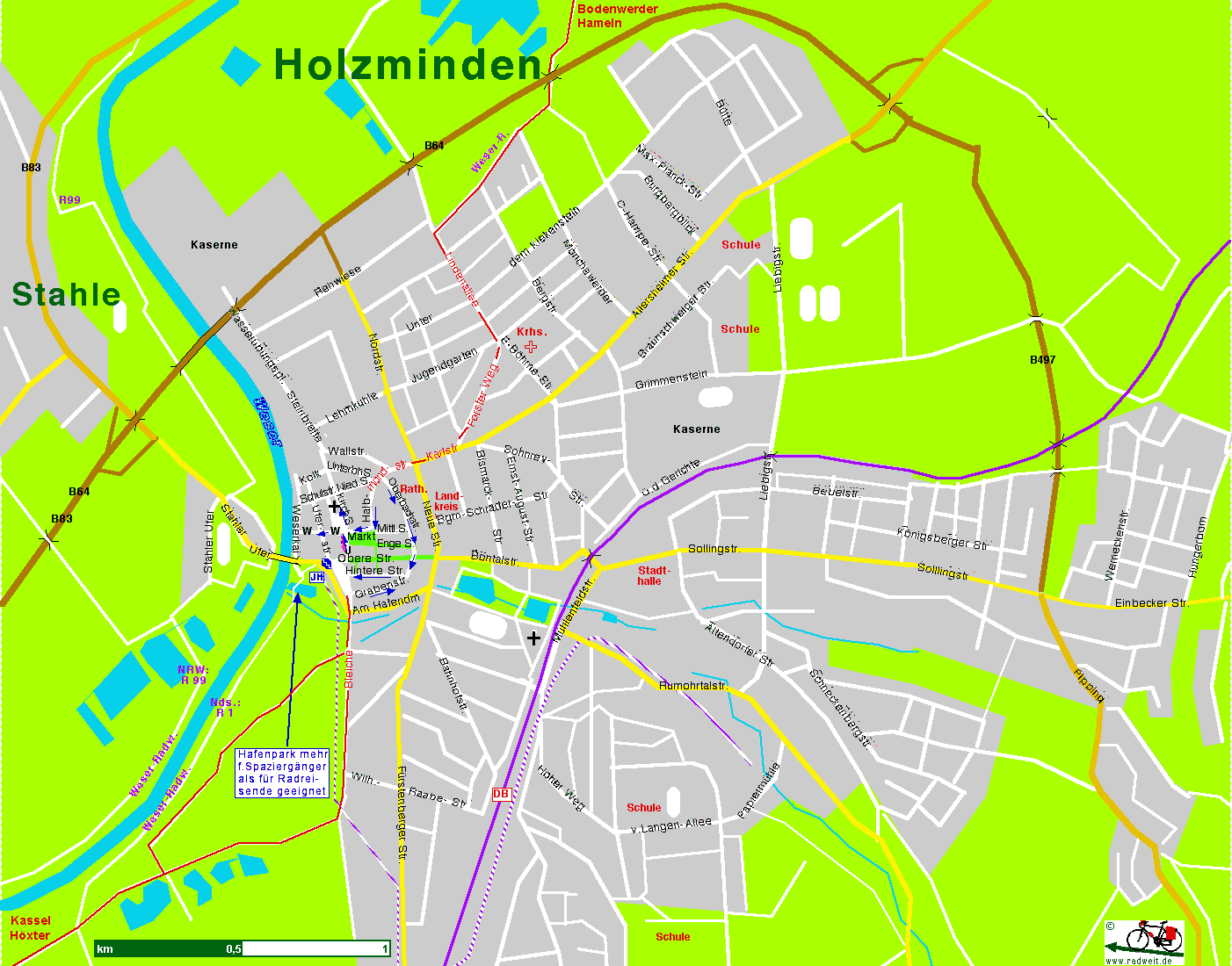 Landkarte Holzminden | Rurradweg Karte