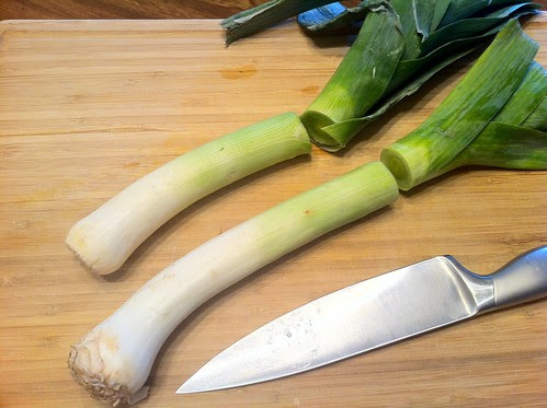 Leeks with Tough Greens Removed