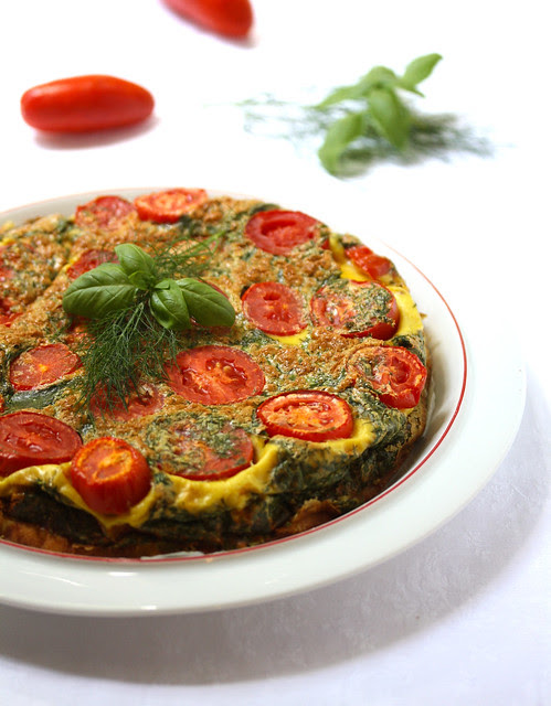 Tomato and Potato Omelet with Aromatic Herbs