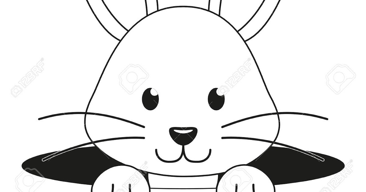 Bunny Face Black And White Clipart / Book Black And White Clipart
