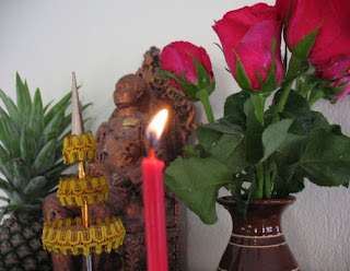 Buddha shelf close up
