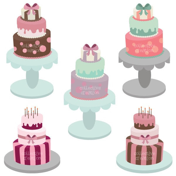 Scrumptious Cake Clipart Birthday or Wedding Theme Great for