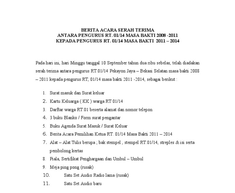 Contoh Surat Berita Acara Pemilihan Rt / Berita Acara Pemilihan - Susah