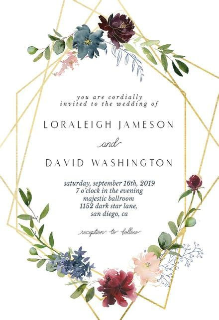 Geometric & Flowers Wedding Invitation Template (free Geometric & Flowers Wedding Invitation Template (free
