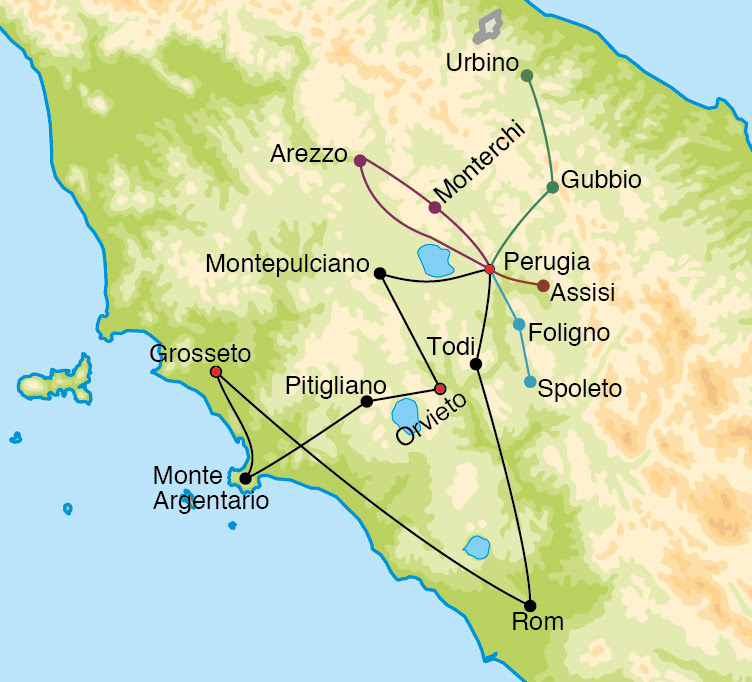 Italien Karte Toskana Umbrien : Umbrien | Wandern in Italien