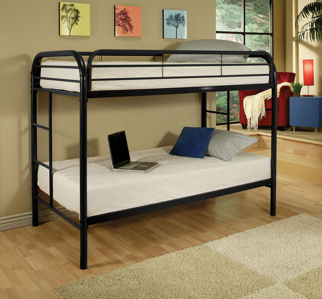 Thomas Black Metal Twin over Twin Bunk Bed Contemporary Bunk Beds new york by FurnitureNYC Thomas Black Metal Twin over Twin Bunk Bed Contemporary Bunk Beds new york by FurnitureNYC