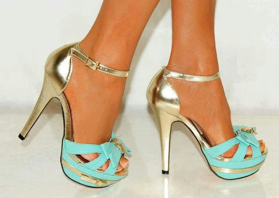 turquoise and gold heels
