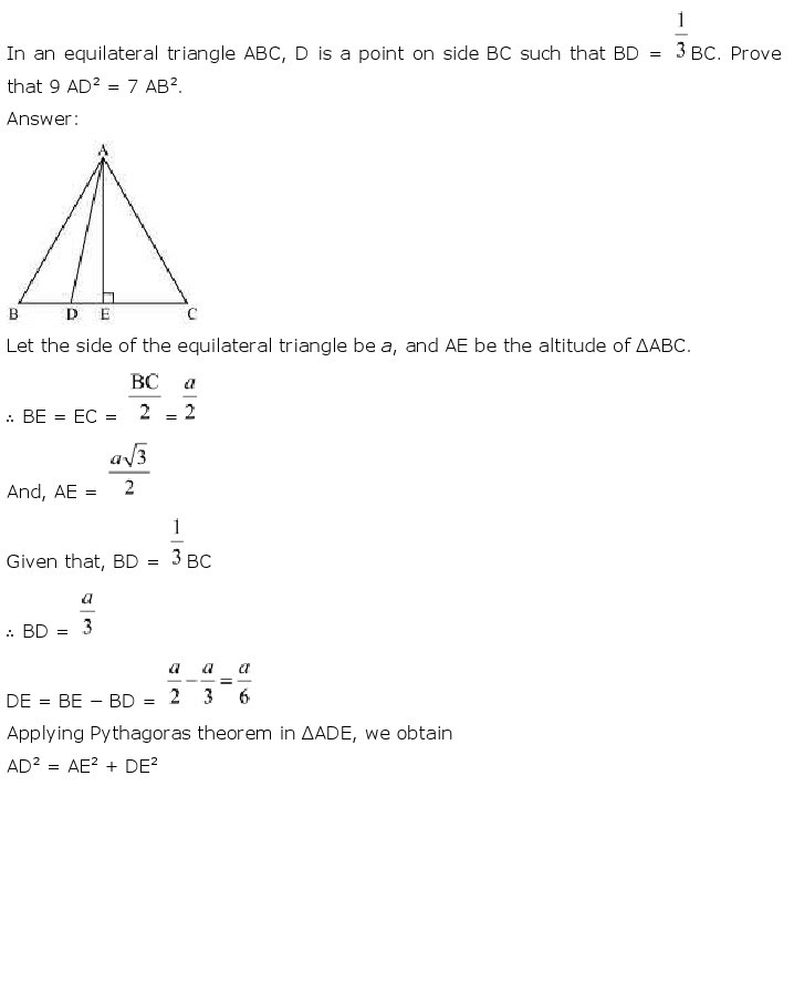 NCERT Solutions for Class 10th Maths Chapter 6 - Triangles