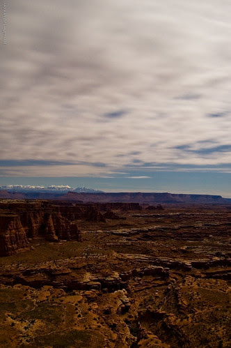 La Sal mountains and White Rim by moonlight