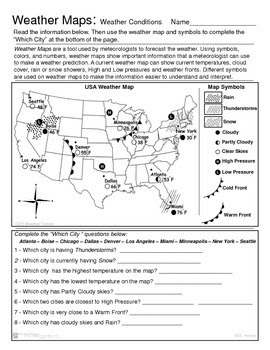 How To Read A Weather Map Worksheet Pdf | Map Of World