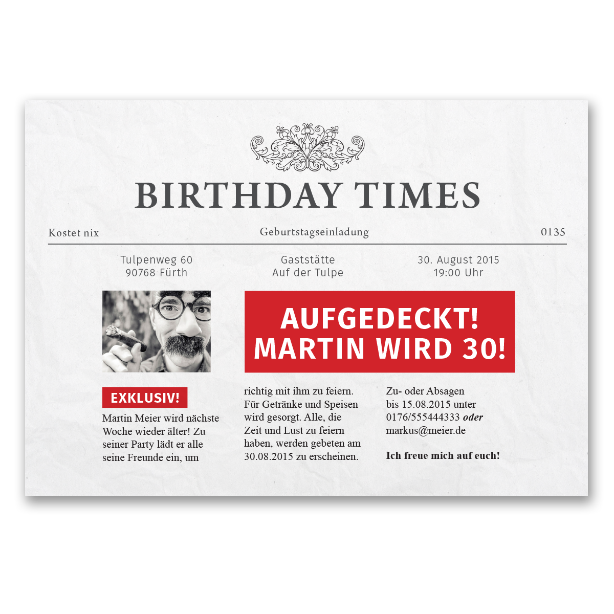 Zeitung Zum Geburtstag wünsche für geburtstag